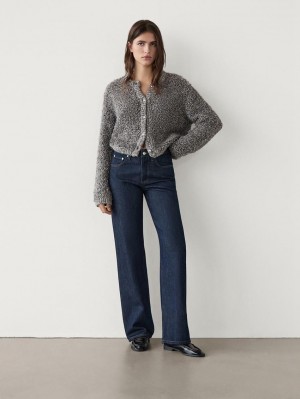 Massimo Dutti Alpaca Blend With Button Detail Women Cardigan Grey | US-EY6907248