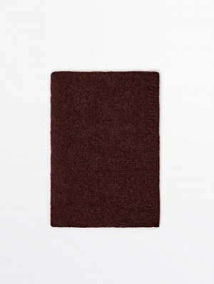Massimo Dutti Alpaca Blend Women Scarf Brown Red | US-BN4036892