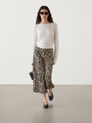 Massimo Dutti Animal Print Midi With Sli Women Skirts Leopard | US-EH3750164