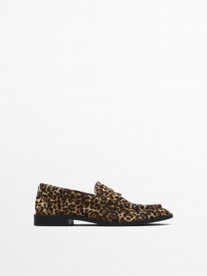 Massimo Dutti Animal Print Penny Women Loafers Leopard | US-MG9651023