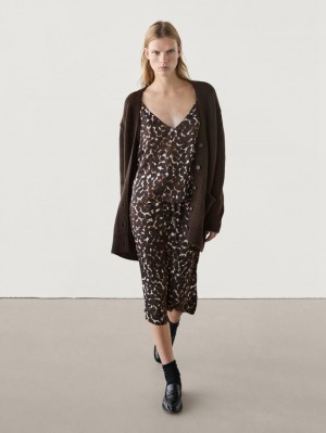 Massimo Dutti Animal Print Strappy Co-ord Women Top Leopard | US-KE2379806