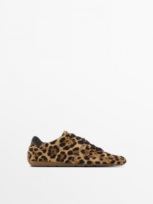 Massimo Dutti Animal Print Women Sneakers Leopard | US-QP0264371