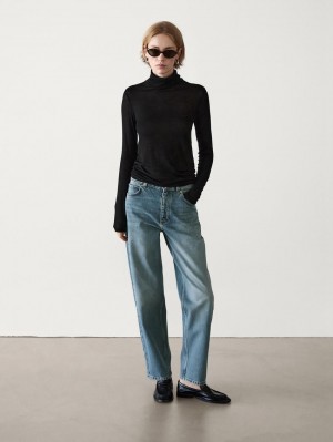 Massimo Dutti Barrel Fit Women Jeans Blue | US-WY2493568