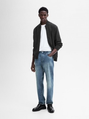 Massimo Dutti Cashmere Blend Quarter-zip Men Cardigan Dark Grey | US-NP8372615