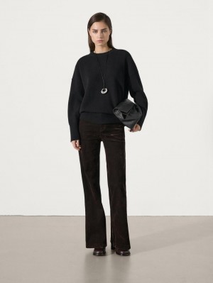 Massimo Dutti Cashmere Crew Neck Women Sweater Black | US-TB9436508