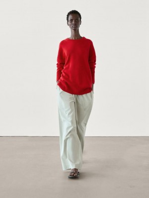Massimo Dutti Cashmere Crew Neck Women Sweater Red | US-GA5197463