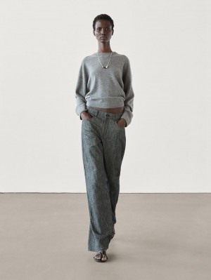 Massimo Dutti Cashmere Knit Crew Neck Women Sweater Grey | US-BE9824560