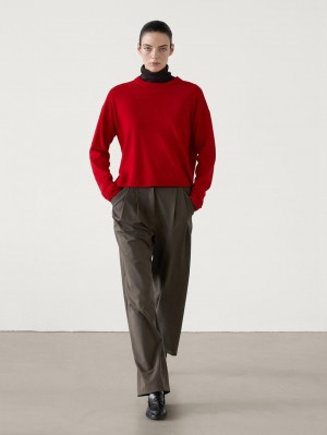 Massimo Dutti Cashmere Knit Crew Neck Women Sweater Red | US-CB5642378