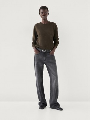 Massimo Dutti Cashmere Knitted Women Jumpers Dark Khaki | US-HX8036251