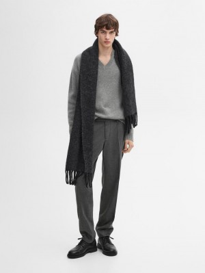 Massimo Dutti Cashmere V-neck Knit Men Sweater Grey | US-WP3642915