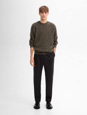 Massimo Dutti Cashmere With Fabric Detail Men Sweater Dark Brown | US-NP2075198