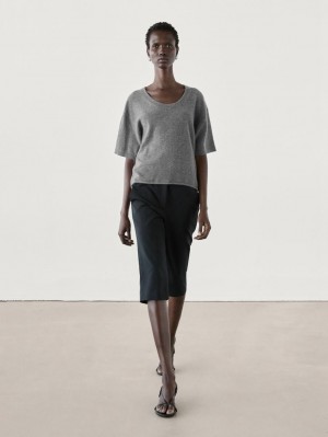 Massimo Dutti Cashmere With Flecked Detail Women Sweater Grey | US-AK7496812