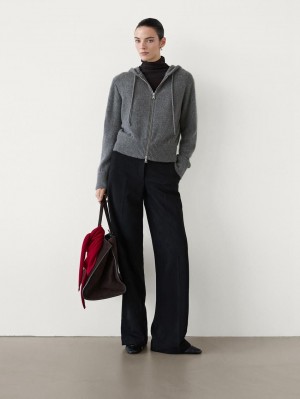 Massimo Dutti Cashmere With Hood Women Cardigan Grey | US-UW0245319