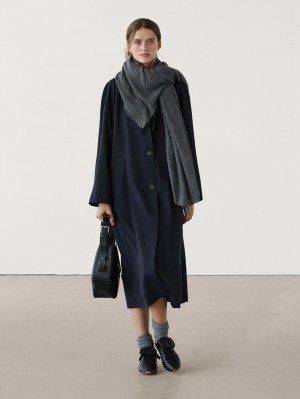 Massimo Dutti Cashmere With Melange Detail Women Scarf Grey | US-AZ3746028