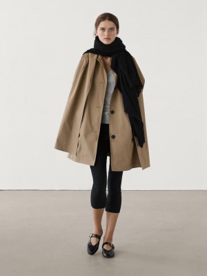 Massimo Dutti Cashmere With Melange Detail Women Scarf Black | US-BT8907146