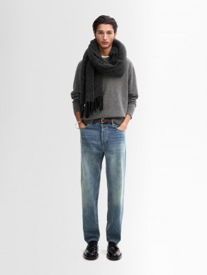 Massimo Dutti Cashmere Wool Round Neck Men Sweater Grey | US-YC6072813