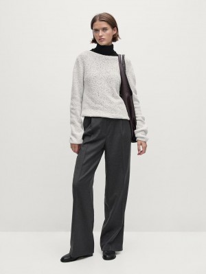 Massimo Dutti Cool Wool Pleated Women Trousers Dark Grey | US-UQ4706395