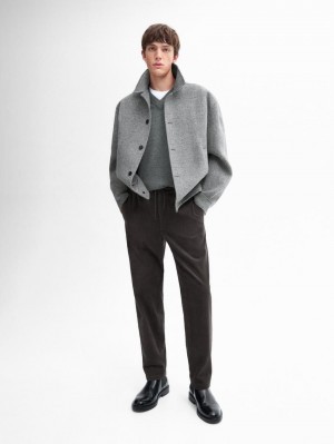 Massimo Dutti Corduroy Fit Jogger Men Trousers Dark Grey | US-YN3074268