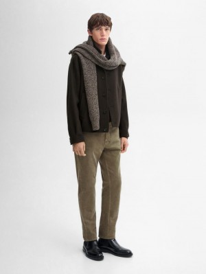 Massimo Dutti Corduroy Tapered Fit Men Trousers Khaki | US-EW7193526