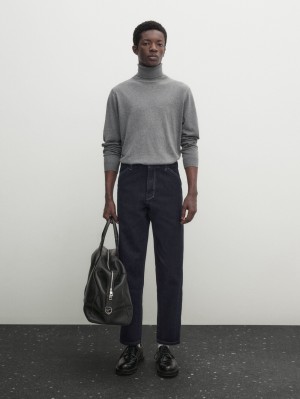 Massimo Dutti Cotton Blend High Neck Men Sweater Grey | US-NQ7480312