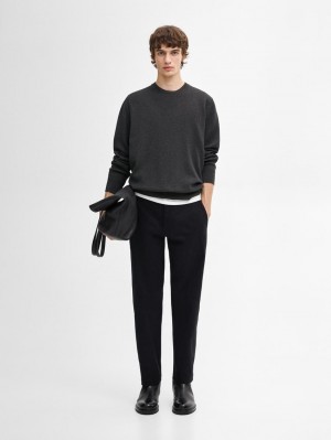 Massimo Dutti Cotton Blend Knit Men Sweater Dark Grey | US-DV1438062