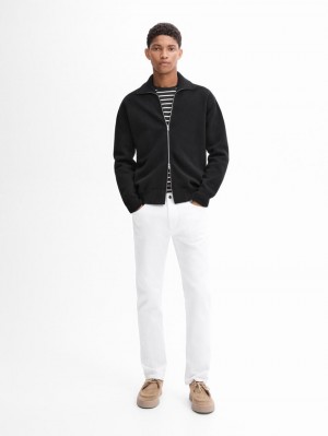 Massimo Dutti Cotton Blend Knit Zip-up Men Cardigan Black | US-FB2814307