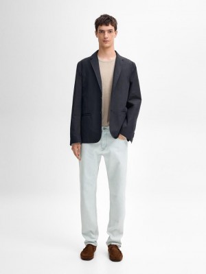 Massimo Dutti Cotton Blend Men Blazer Navy | US-FI9167843