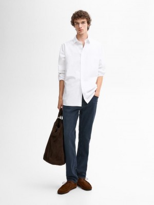 Massimo Dutti Cotton Blend Men Jeans Navy | US-ID3465178