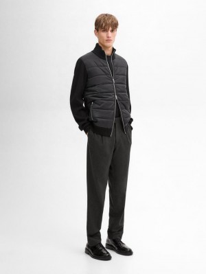 Massimo Dutti Cotton Blend Men Puffer Jacket Black | US-MW6957834