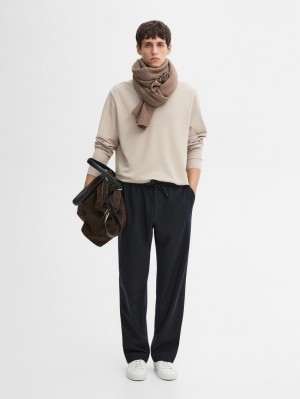 Massimo Dutti Cotton Blend Polo Knit Men Jumpers Beige | US-OW9726318