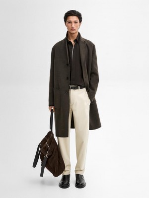 Massimo Dutti Cotton Blend Relaxed Fit Men Trousers Beige | US-IF0486572