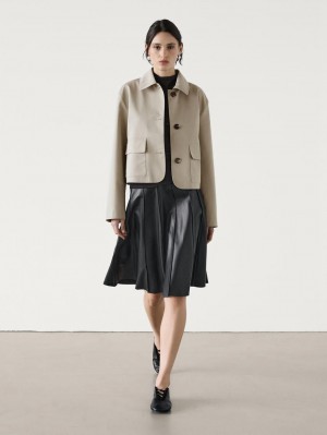 Massimo Dutti Cotton Blend Short Women Jacket Beige | US-SV7134290