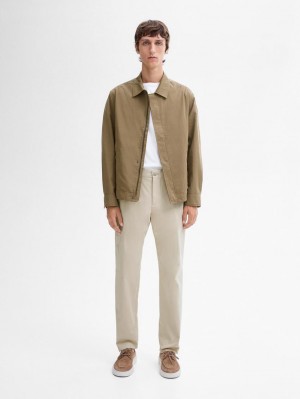 Massimo Dutti Cotton Blend Slim Fit Men Trousers Beige | US-QY1908732