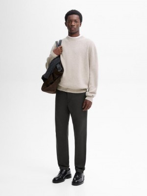 Massimo Dutti Cotton Blend Slim Fit Men Trousers Dark Grey | US-GM4039218