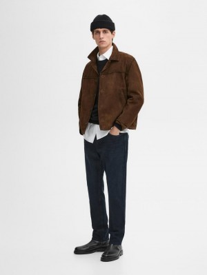 Massimo Dutti Cotton Blend Slim Fit Men Jeans Indigo | US-UT3582407