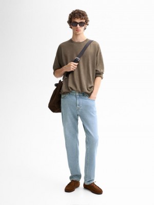 Massimo Dutti Cotton Blend Slim Fit Men Jeans Blue | US-XZ0523496
