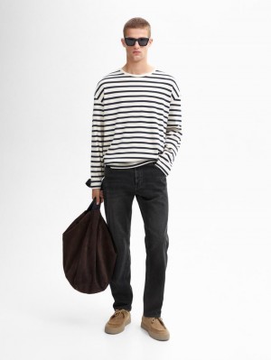 Massimo Dutti Cotton Blend Slim Fit Men Jeans Dark Grey | US-IW7419860