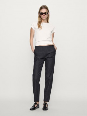 Massimo Dutti Cotton Blend Slim Fit Women Jeans Black | US-BK7630912