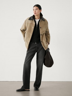 Massimo Dutti Cotton Corduroy Women Jacket Brown | US-WM1876924