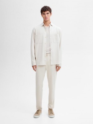 Massimo Dutti Cotton Fit Jogger Men Trousers Beige | US-IW4165897