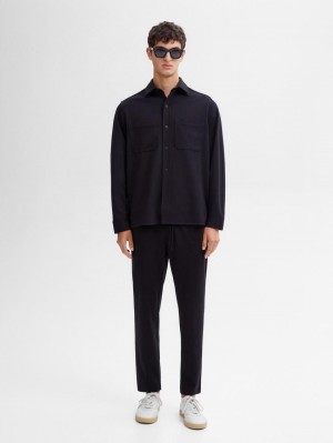 Massimo Dutti Cotton Fit Jogger Men Trousers Navy | US-LI2864130