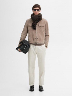 Massimo Dutti Cotton Jogger Fit Men Trousers Beige | US-VY2015896