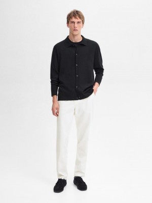 Massimo Dutti Cotton Knit Men Cardigan Black | US-YW4986715