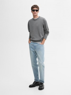 Massimo Dutti Cotton Knit Men Sweater Grey | US-HK3210897