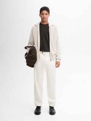 Massimo Dutti Cotton Knitted With Zip Men Cardigan Beige | US-CM7093581