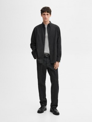 Massimo Dutti Cotton Melange Men Shirts Dark Grey | US-PL8924603
