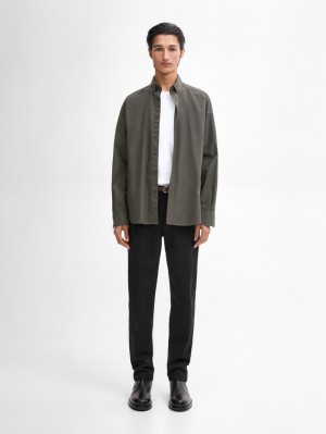 Massimo Dutti Cotton Men Shirts Dark Grey | US-BU9841502