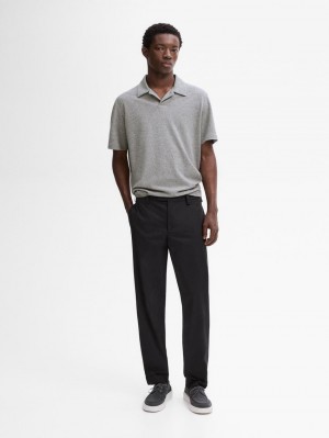 Massimo Dutti Cotton Mouliné Men Polo Shirt Grey | US-BR3251790