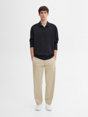 Massimo Dutti Cotton Polo Knit Men Jumpers Navy | US-SX0273584