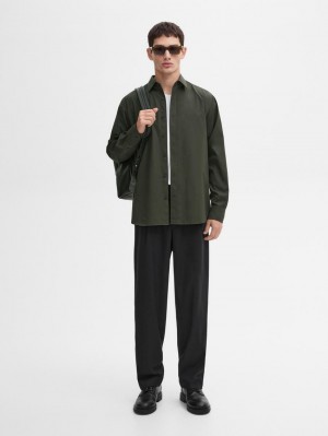 Massimo Dutti Cotton Poplin Men Shirts Green | US-WU8956741
